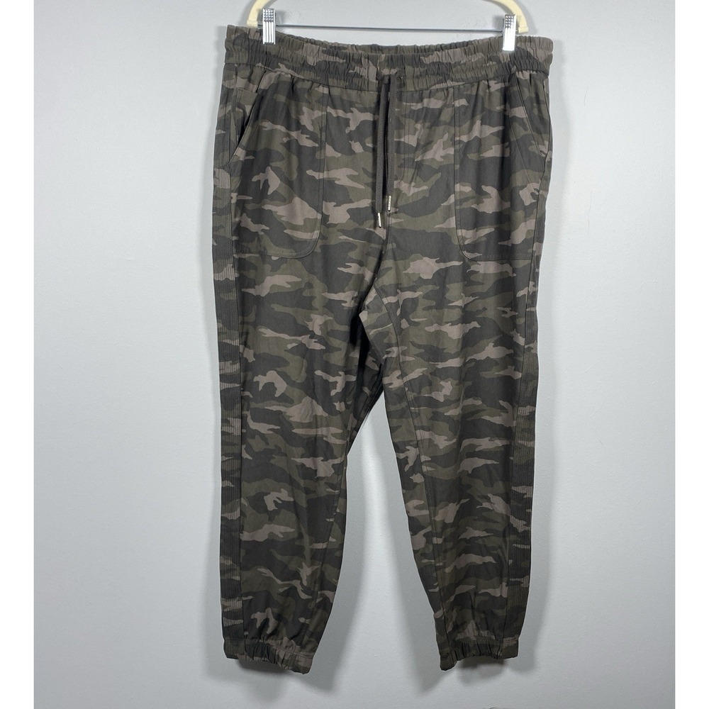 Athleta‎ Farallon Camo Jogger Pants Olive Green Camouflage Women's 18 Drawstring